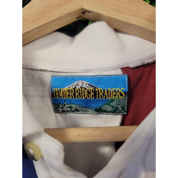 vtg 90s TIMBER RIDGE TRADERS Polo Small // aop eagle American patriotic collared - Picture 4 of 4